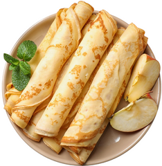Crêpe, pommes caramélisées